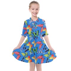 Bright Butterflies Circle In The Air Kids  All Frills Chiffon Dress by SychEva