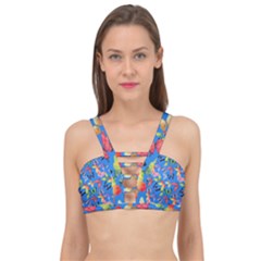 Bright Butterflies Circle In The Air Cage Up Bikini Top by SychEva