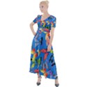 Bright Butterflies Circle In The Air Button Up Short Sleeve Maxi Dress View1