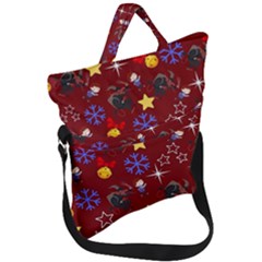 Krampus With Brat Red Fold Over Handle Tote Bag