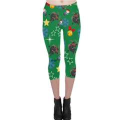 Krampus And Brat Green Capri Leggings  by NerdySparkleGoth