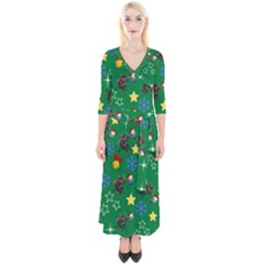 Krampus And Brat Green Quarter Sleeve Wrap Maxi Dress