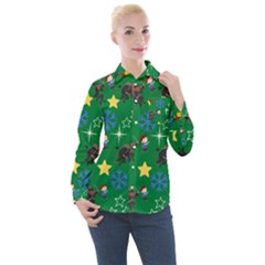 Krampus And Brat Green Women s Long Sleeve Pocket Shirt