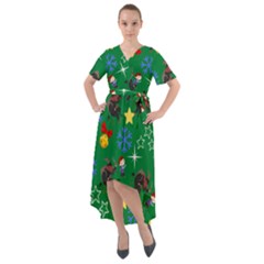 Krampus And Brat Green Front Wrap High Low Dress