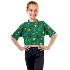 Krampus And Brat Green Kids Mock Neck Tee