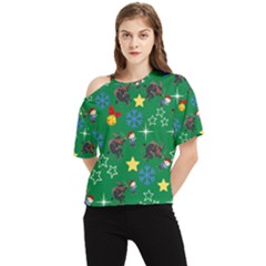 Krampus And Brat Green One Shoulder Cut Out Tee