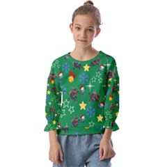 Krampus And Brat Green Kids  Cuff Sleeve Top