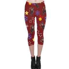 Krampus Kawaii Red Capri Leggings  by NerdySparkleGoth