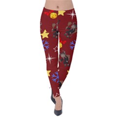 Krampus Kawaii Red Velvet Leggings by NerdySparkleGoth