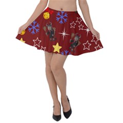 Krampus Kawaii Red Velvet Skater Skirt