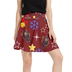 Krampus Kawaii Red Waistband Skirt by NerdySparkleGoth