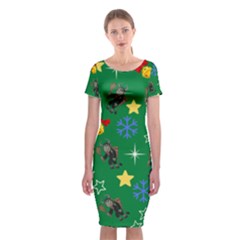 Krampus Kawaii Green Classic Short Sleeve Midi Dress by NerdySparkleGoth