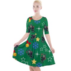 Krampus Kawaii Green Quarter Sleeve A-line Dress