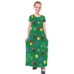 Krampus Kawaii Green Kids  Short Sleeve Maxi Dress by NerdySparkleGoth