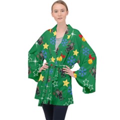 Krampus Kawaii Green Long Sleeve Velvet Kimono 