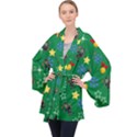 Krampus Kawaii Green Long Sleeve Velvet Kimono  View1