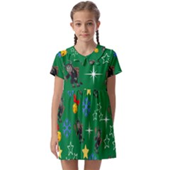 Krampus Kawaii Green Kids  Asymmetric Collar Dress by NerdySparkleGoth