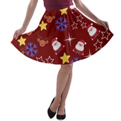 Santa Red A-line Skater Skirt by NerdySparkleGoth