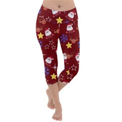 Santa Red Lightweight Velour Capri Yoga Leggings