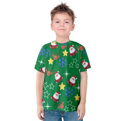 Santa Green Kids  Cotton Tee by NerdySparkleGoth