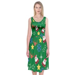 Santa Green Midi Sleeveless Dress by NerdySparkleGoth