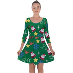 Santa Green Quarter Sleeve Skater Dress by NerdySparkleGoth