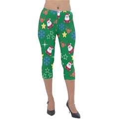 Santa Green Lightweight Velour Capri Leggings  by NerdySparkleGoth