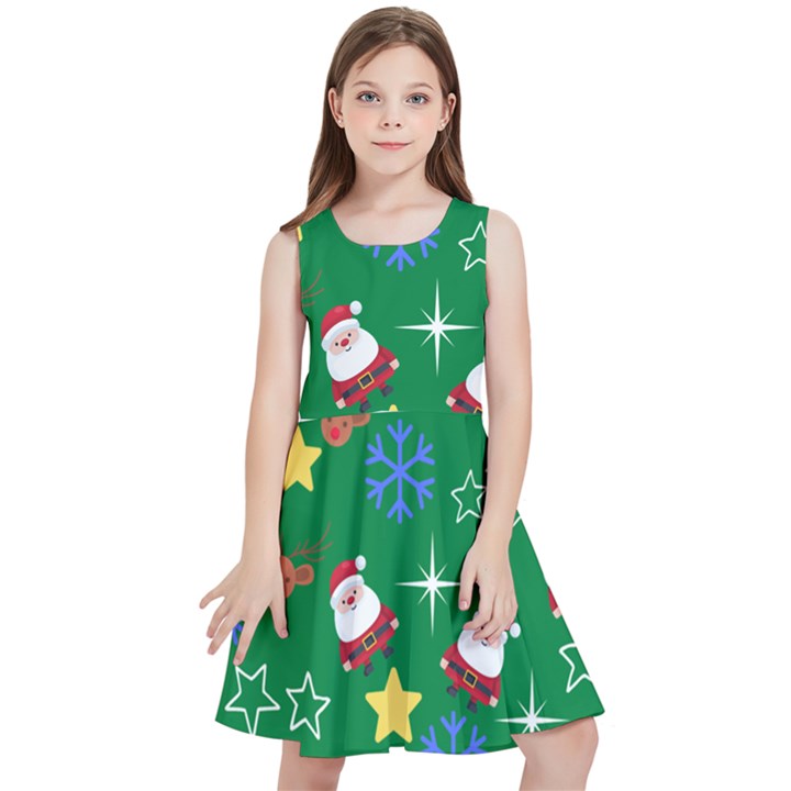 Santa Green Kids  Skater Dress