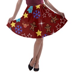 Gingy Red A-line Skater Skirt by NerdySparkleGoth