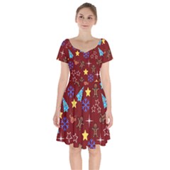 Gingy Red Short Sleeve Bardot Dress