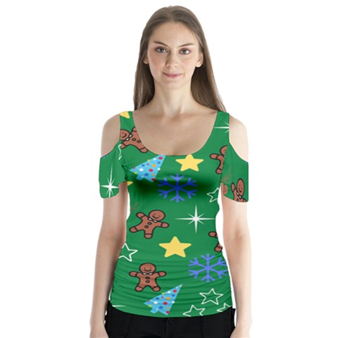 Gingy Green Butterfly Sleeve Cutout Tee  by NerdySparkleGoth