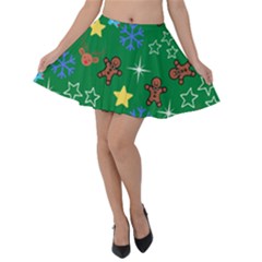 Gingy Green Velvet Skater Skirt by NerdySparkleGoth