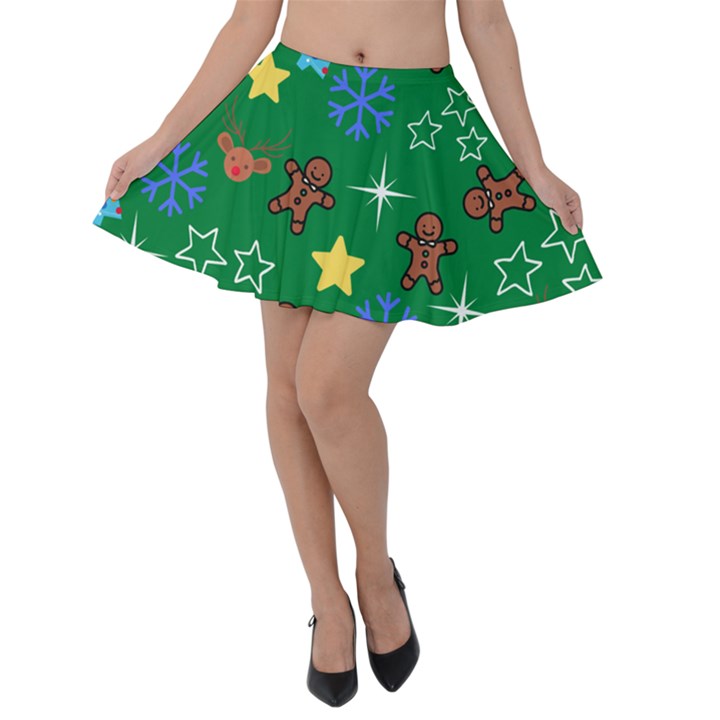 Gingy Green Velvet Skater Skirt