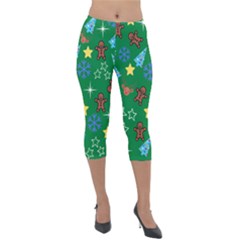 Gingy Green Lightweight Velour Capri Leggings  by NerdySparkleGoth