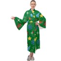 Gingy Green Maxi Velour Kimono View1