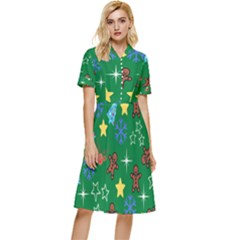 Gingy Green Button Top Knee Length Dress by NerdySparkleGoth