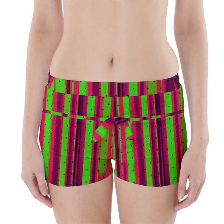 Warped Stripy Dots Boyleg Bikini Wrap Bottoms