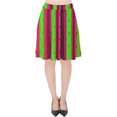 Warped Stripy Dots Velvet High Waist Skirt by essentialimage365