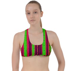 Warped Stripy Dots Criss Cross Racerback Sports Bra by essentialimage365