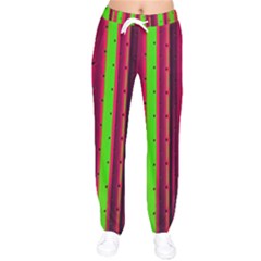 Warped Stripy Dots Women Velvet Drawstring Pants by essentialimage365