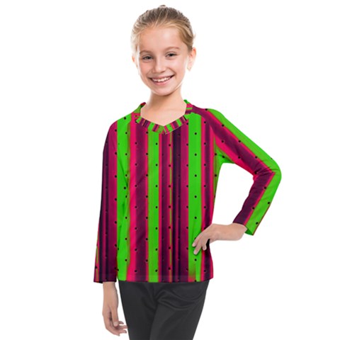 Warped Stripy Dots Kids  Long Mesh Tee by essentialimage365