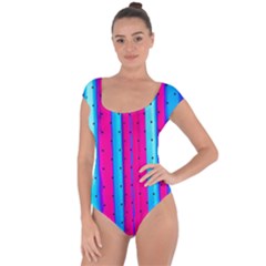 Warped Stripy Dots Short Sleeve Leotard  by essentialimage365