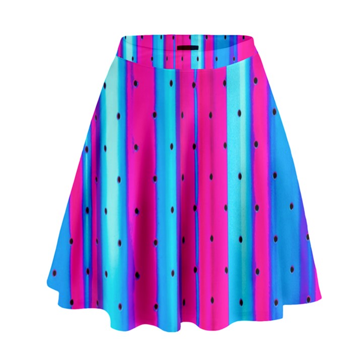 Warped Stripy Dots High Waist Skirt