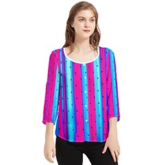 Warped Stripy Dots Chiffon Quarter Sleeve Blouse by essentialimage365