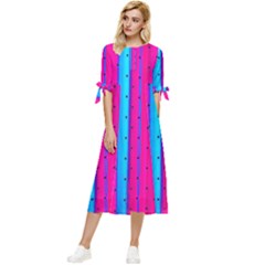 Warped Stripy Dots Bow Sleeve Chiffon Midi Dress by essentialimage365