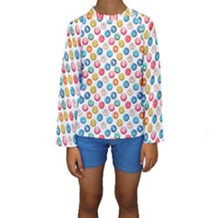 Multicolored Sweet Donuts Kids  Long Sleeve Swimwear by SychEva