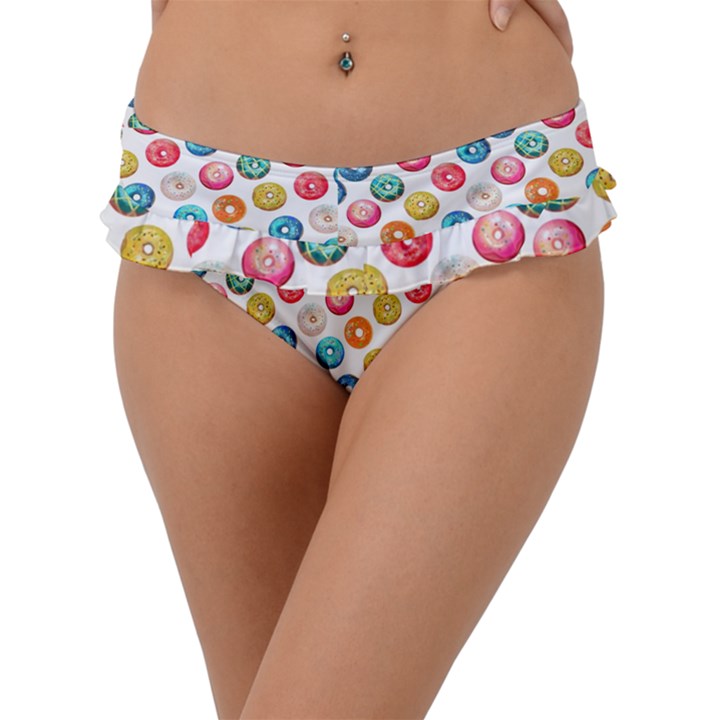 Multicolored Sweet Donuts Frill Bikini Bottom