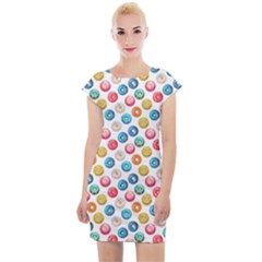 Multicolored Sweet Donuts Cap Sleeve Bodycon Dress by SychEva