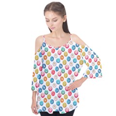 Multicolored Sweet Donuts Flutter Sleeve Tee 