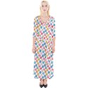 Multicolored Sweet Donuts Quarter Sleeve Wrap Maxi Dress View1